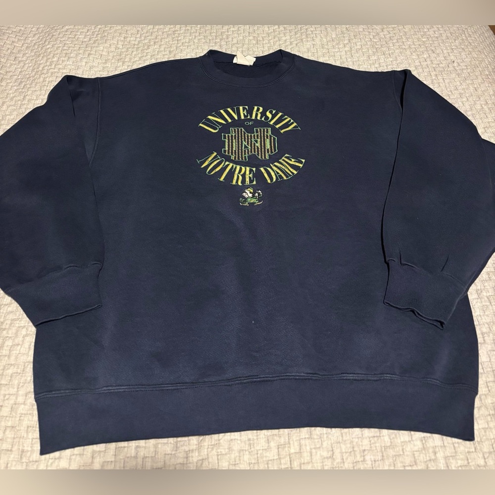 Vintage University of Notre Dame Fully Embroidered Crewneck Sweatshirt Size XL